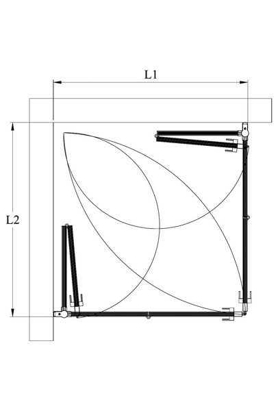 Suihkunurkka Bläk 89A Tokyo taittuvilla ovilla 702x702x1950mm valkoinen