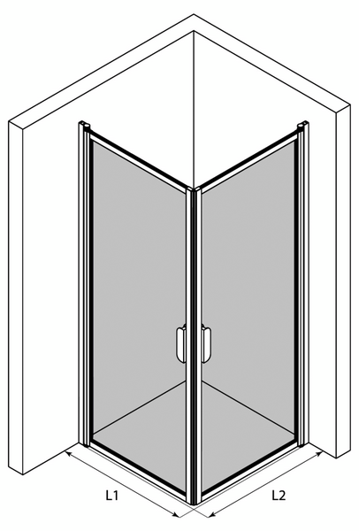 Suihkunurkka Bläk 757 New York kahdella kääntyvällä ovella 817x917x1950mm musta