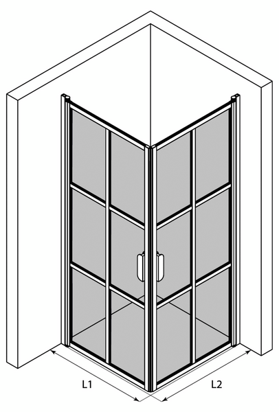 Suihkunurkka Bläk 767 Paris kahdella kääntyvällä ovella 717x817x1950mm musta