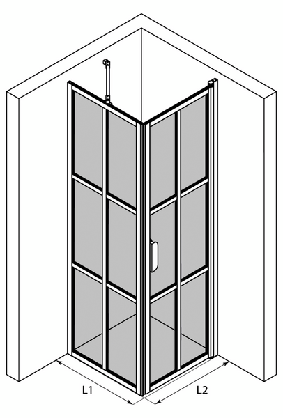 Suihkunurkka Bläk 765 Paris kiinteä ja kääntyvä seinä 819x717x1950mm musta