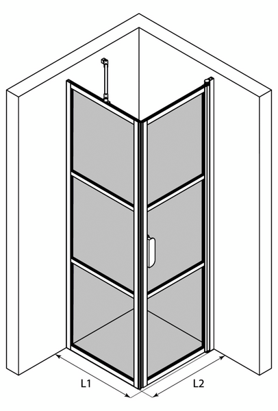 Suihkunurkka Bläk 760 Tokyo kiinteä ja kääntyvä seinä 919x817x1950mm musta