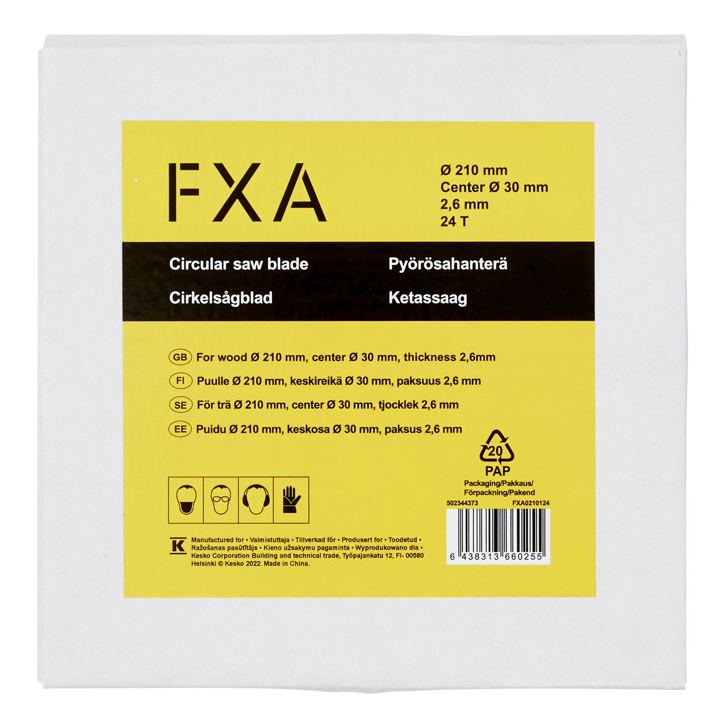 Pyörösahanterä FXA 210x30x2,6mm 24H