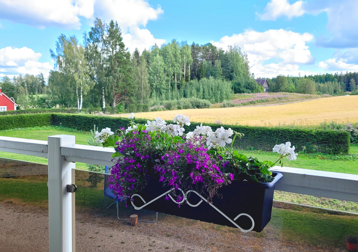 Kukkalaatikon kaideteline valkoinen