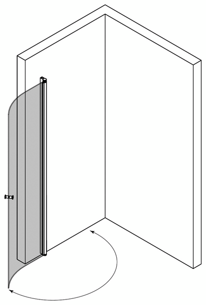 Suihkuseinä Classic 122 kaareva kääntyvä 738x1900mm musta/kirkas