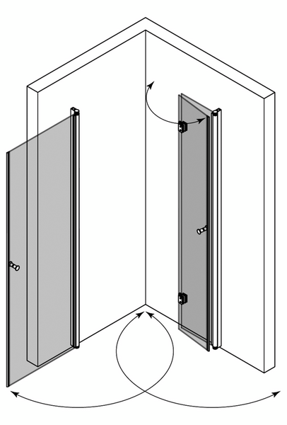 Suihkunurkka Classic 149 kääntyvä+taittuva 795x905x1900mm harmaa/kirkas