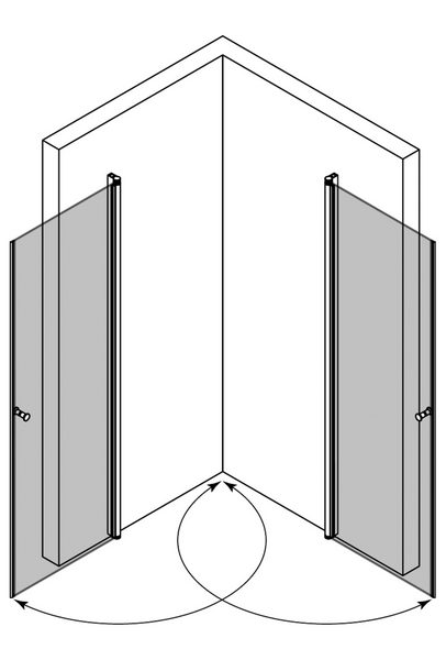 Suihkunurkka Classic 148 kääntyvillä ovilla 805x805x1900mm valkoinen/savu