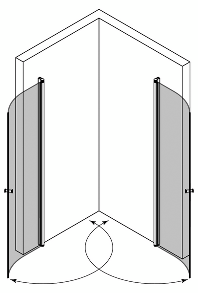 Suihkunurkka Classic 155 kaareva kääntyvät ovet 800x800x1900mm harmaa/kirkas