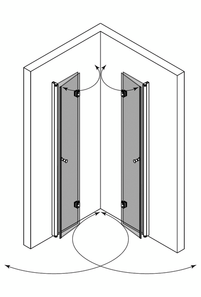 Suihkunurkka Classic 150 taittuvilla ovilla 795x895x1900mm valkoinen/savu