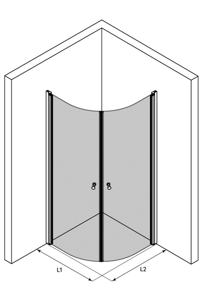 Suihkunurkka Classic 155 kaareva kääntyvät ovet 800x800x1900mm valkoinen/savu