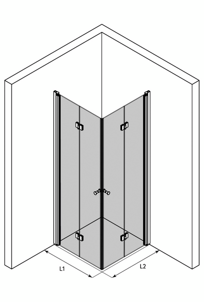 Suihkunurkka Classic 150 taittuvilla ovilla 795x895x1900mm harmaa/savu