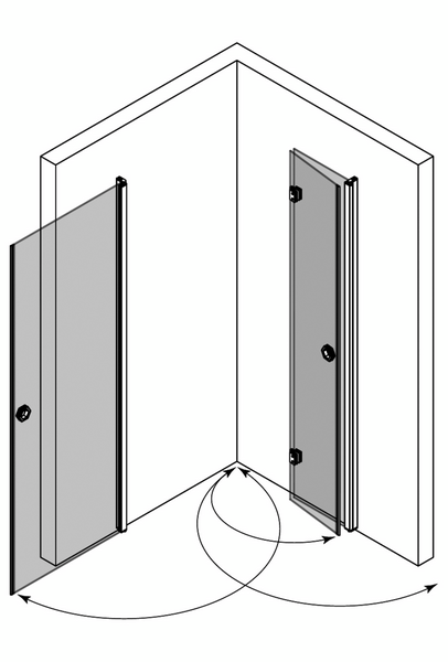Suihkunurkka Forma 373 kääntyvä+taittuva 707x707x2025mm harmaa/kirkas