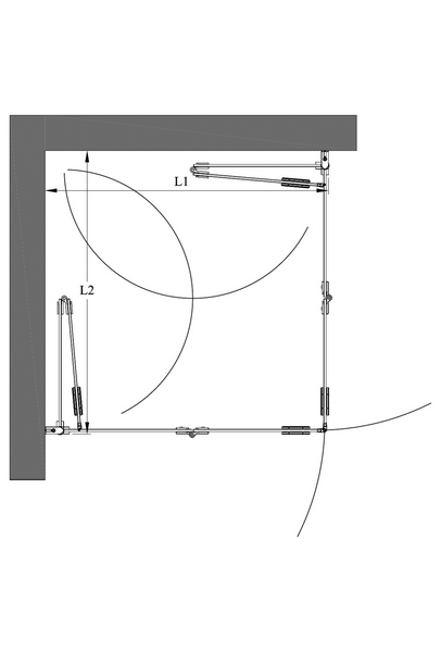 Suihkunurkka Forma 376 taittuvilla ovilla 707x707x2025mm kiiltävä/kirkas