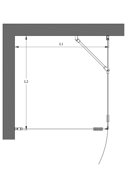 Suihkunurkka Forma 368 kiinteä+kääntyvä 702x907x2025mm musta/reeded