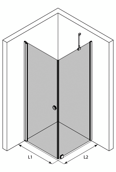 Suihkunurkka Forma 368 kiinteä+kääntyvä 702x707x2025mm harmaa/reeded