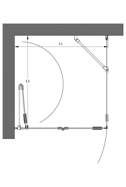 Suihkunurkka Forma 369 kiinteä+kääntyvä 702x807x2025mm harmaa/kirkas