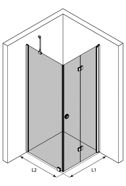Suihkunurkka Forma 369 kiinteä+kääntyvä 702x707x2025mm valkoinen/kirkas