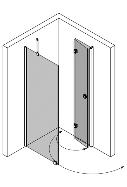 Suihkunurkka Forma 369 kiinteä+kääntyvä 702x707x2025mm valkoinen/kirkas