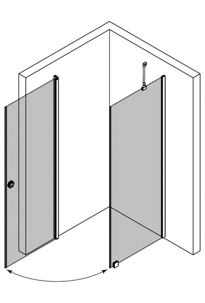 Suihkunurkka Forma 368 kiinteä+kääntyvä 902x707x2025mm musta/reeded