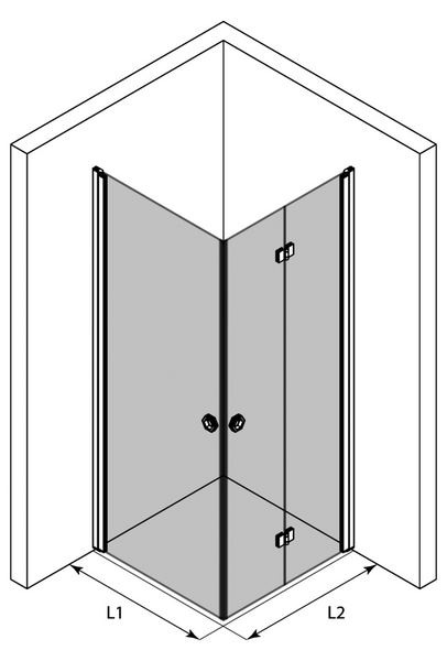 Suihkunurkka Forma 373 kääntyvä+taittuva 807x907x2025mm kiiltävä/kirkas