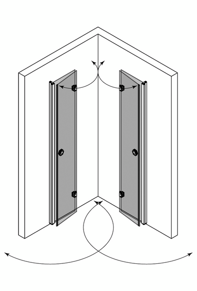 Suihkunurkka Forma 376 taittuvilla ovilla 907x907x2025mm valkoinen/reeded