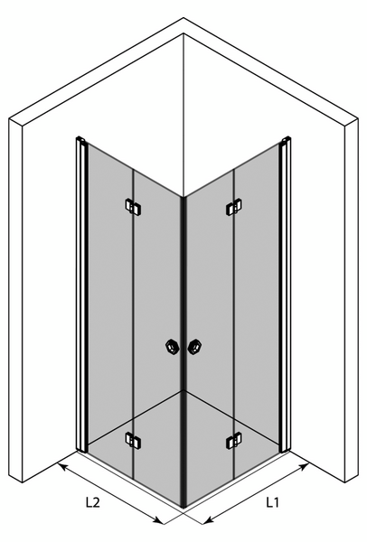 Suihkunurkka Forma 376 taittuvilla ovilla 807x907x2025mm valkoinen/reeded
