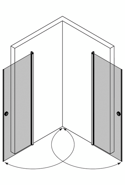 Suihkunurkka Forma 372 kääntyvillä ovilla 807x807x2025mm kiiltävä/kirkas