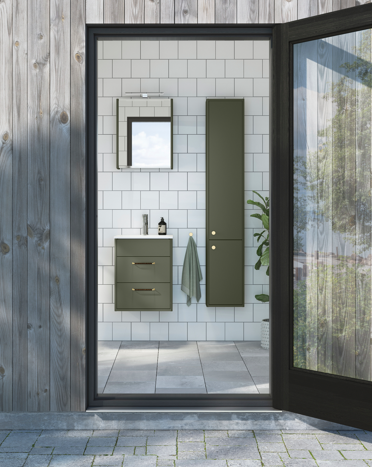 Allaskaappipaketti Gustavsberg Graphic 45cm vihreä sisältää altaan