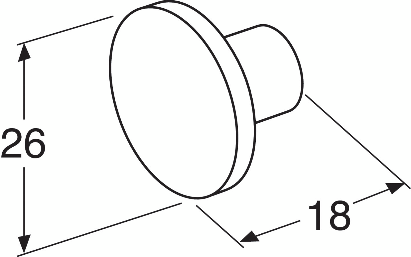 Nuppi Gustavsberg K2 kromi 26x18mm