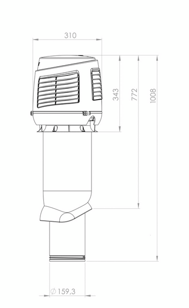 Tuloilmaputki VILPE 160s Intake 300x300 harmaa