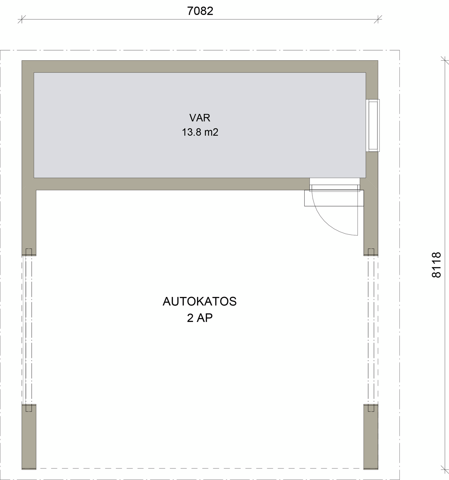Autokatos Kimara Pontti AK18PP pystyverhous + pulpettikatto 18m²
