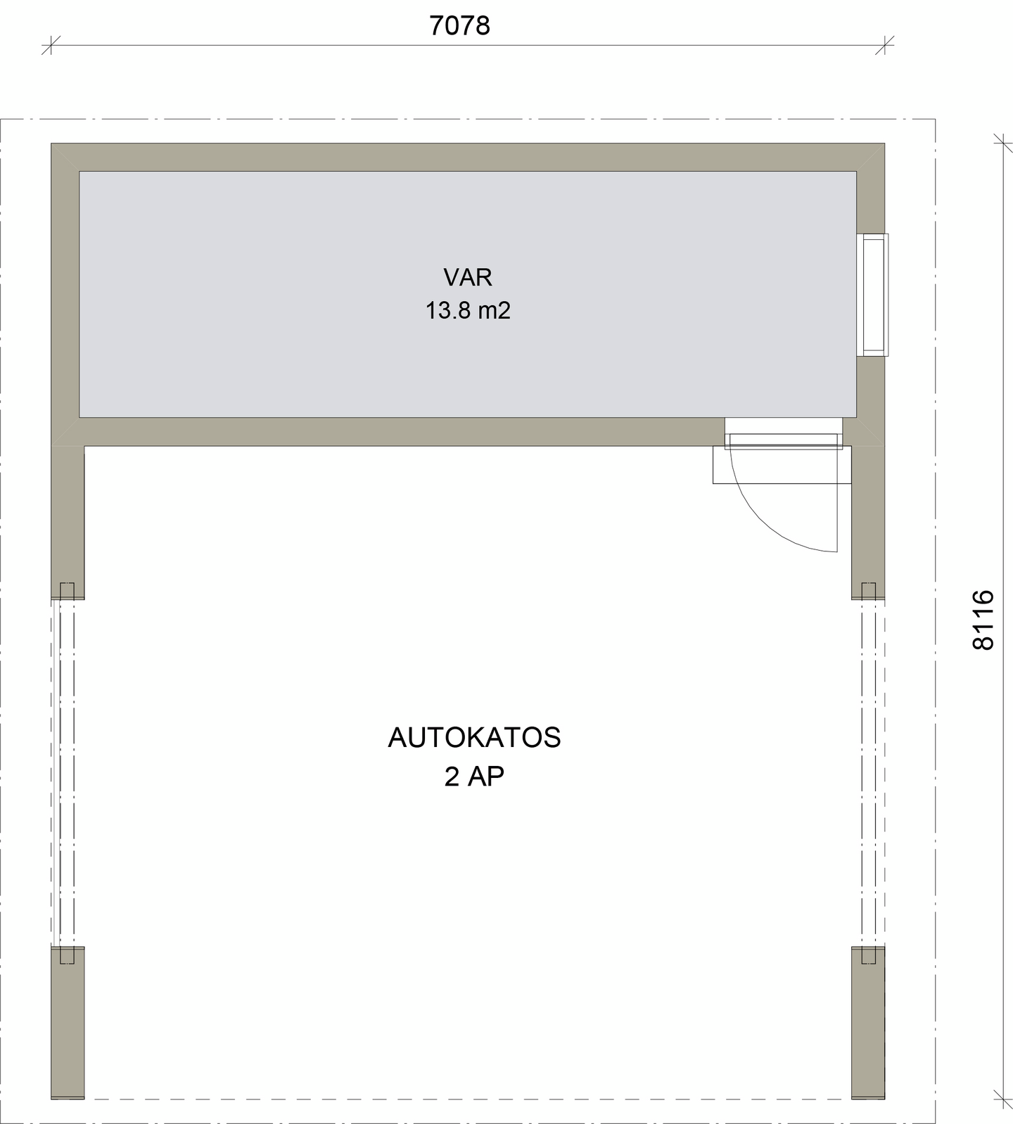 Autokatos Kimara Pontti AK18VP vaakaverhous + pulpettikatto 18m²