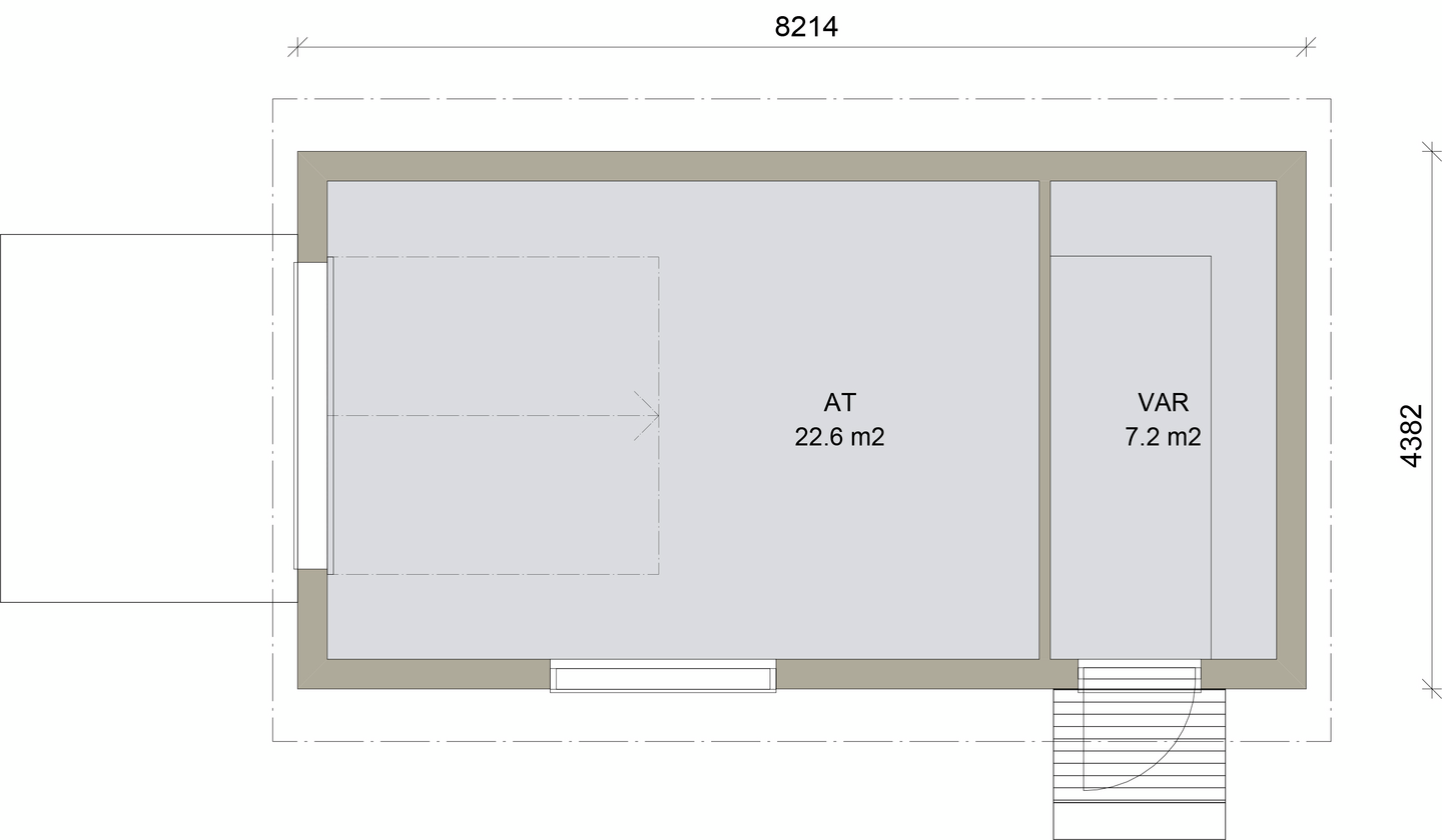 Autotalli Kimara Pontti AT36PP pystyverhous + pulpettikatto 36m²