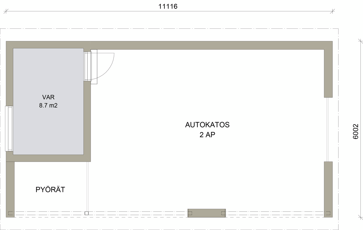 Autokatos Kimara Pontti AK12PP pystyverhous + pulpettikatto 12m²