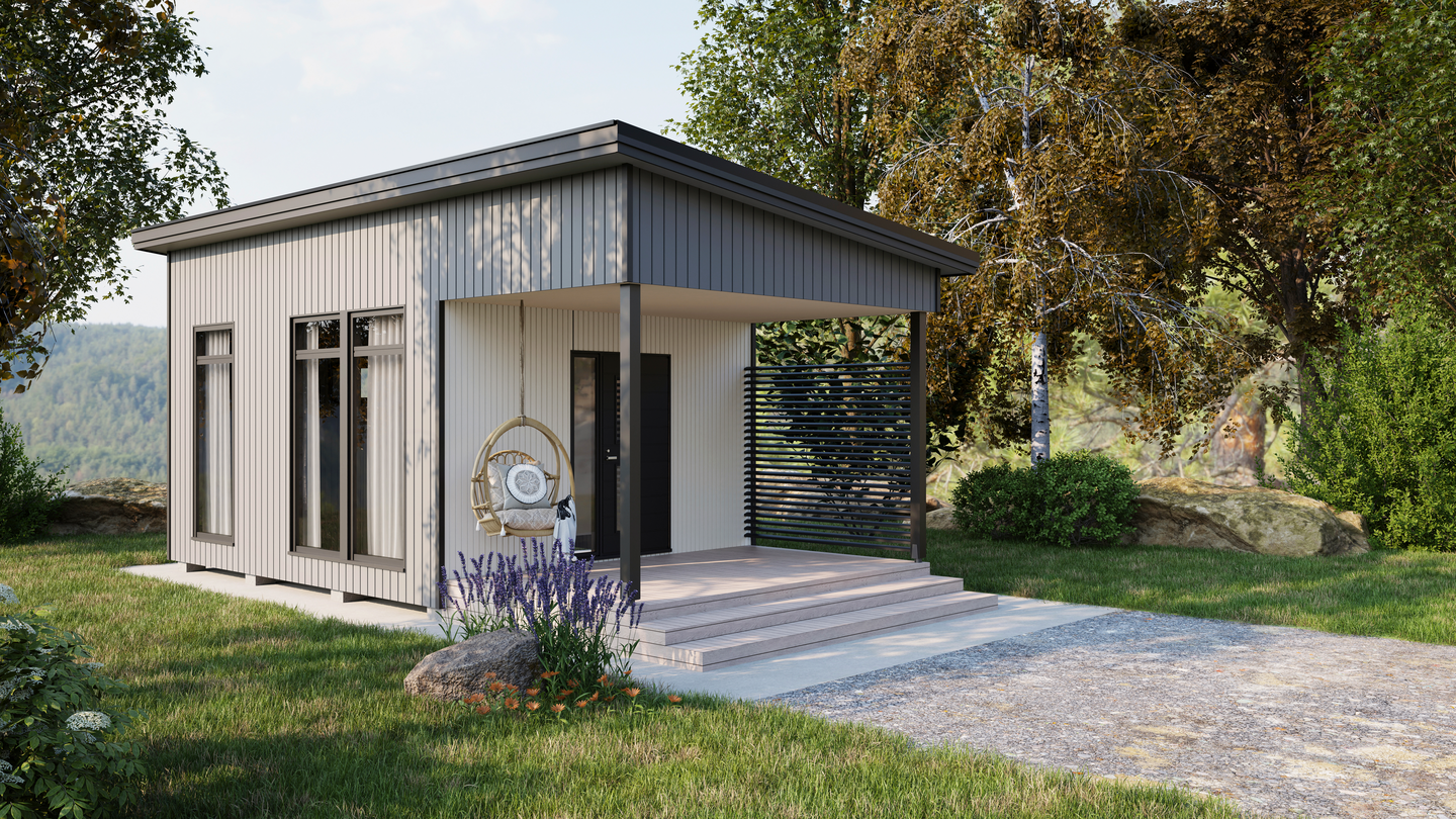 Huvila Pontti H125 tupa, makuuhuone ja wc