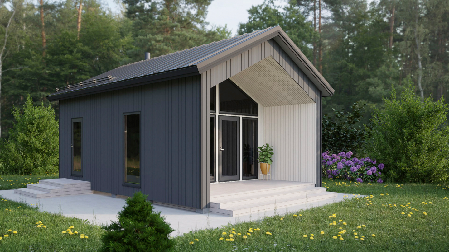 Huvila Pontti H330S 30m² tupakeittiö, wc ja sauna