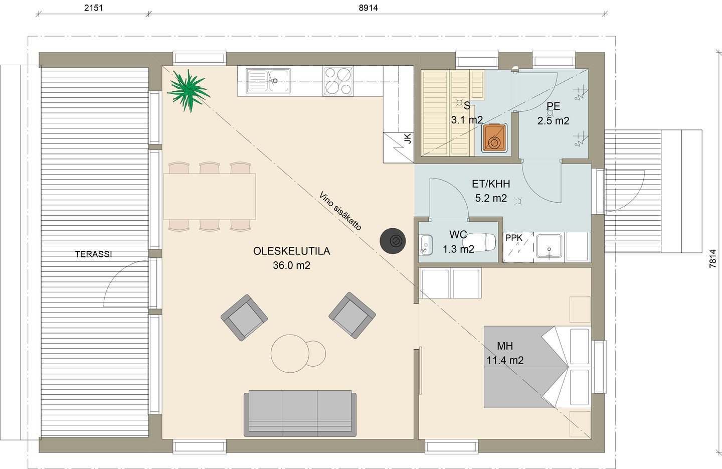 Huvila Pontti H370 70m²