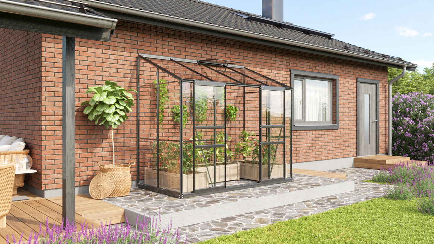 Kasvihuone Vitavia Venus 3300 lasi musta, sokkelilla