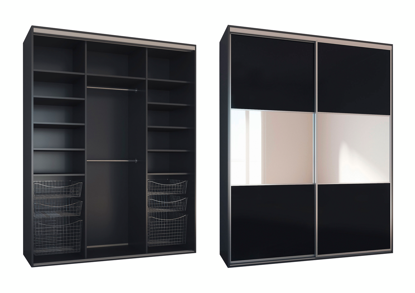 Liukuovikomero Inaria Flex 1800x2300x600mm grafiitti