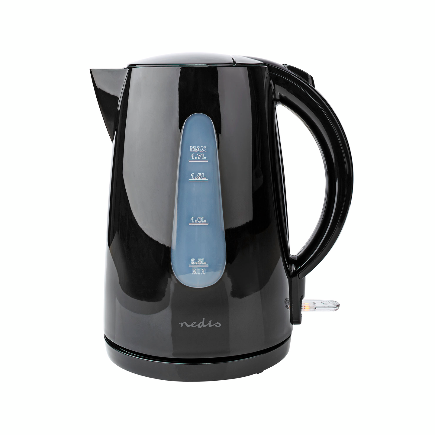 Vedenkeitin Nedis 1,7l musta pyörivä Strix®-ohjain