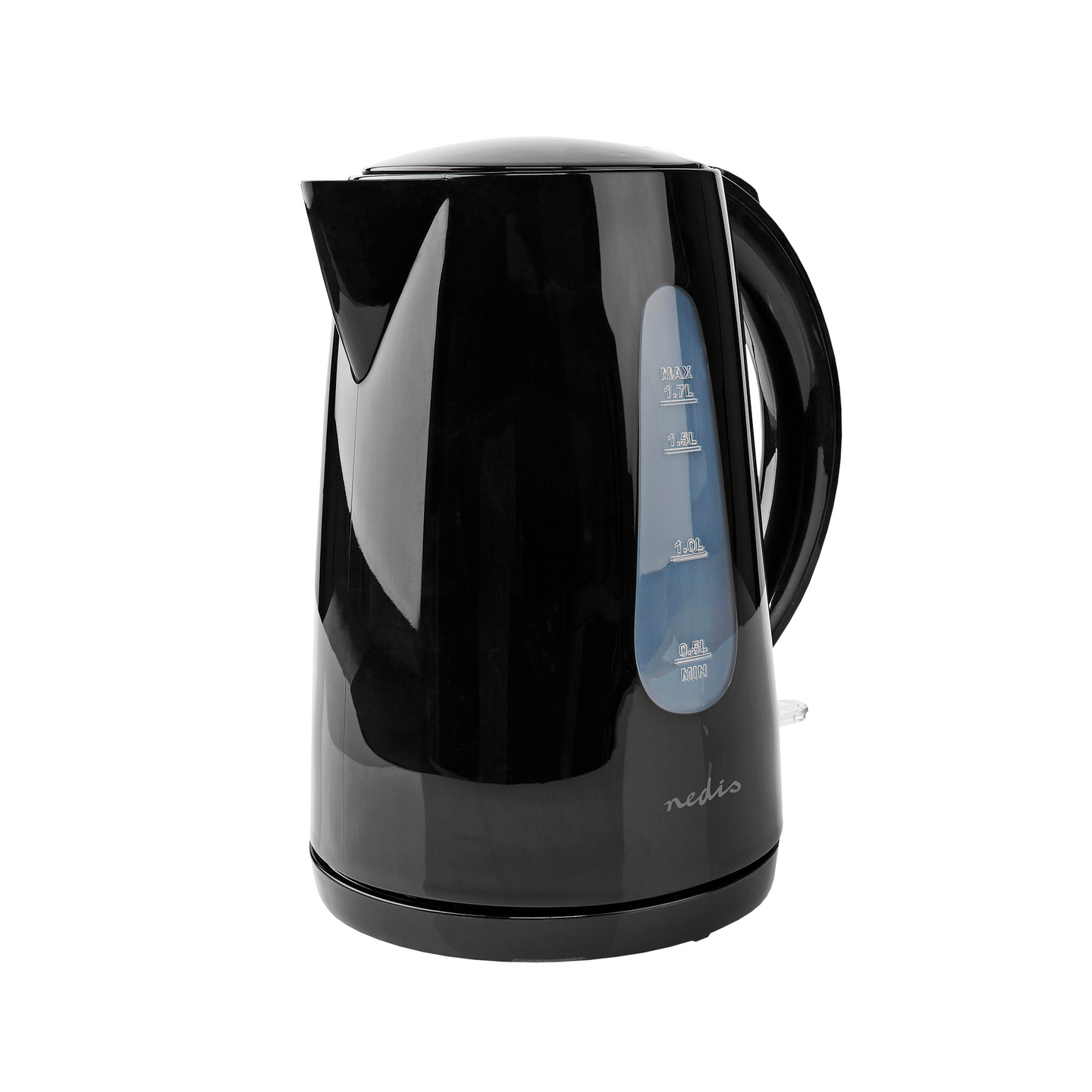 Vedenkeitin Nedis 1,7l musta pyörivä Strix®-ohjain