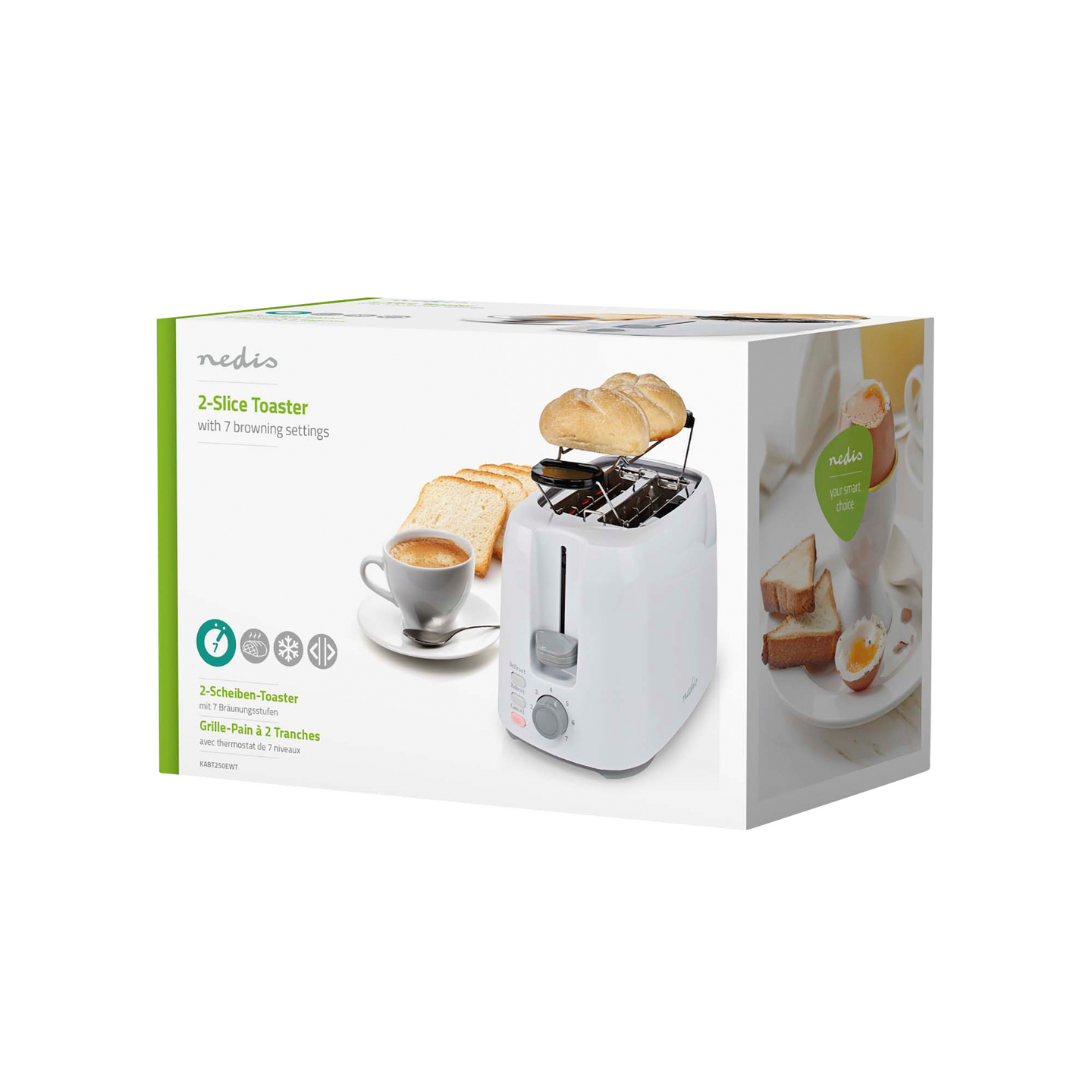 Leivänpaahdin Nedis 2 paikkaa valkoinen