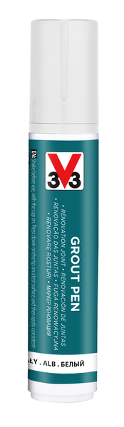 V33 Kaakelisaumakynä 15ml Valkoinen