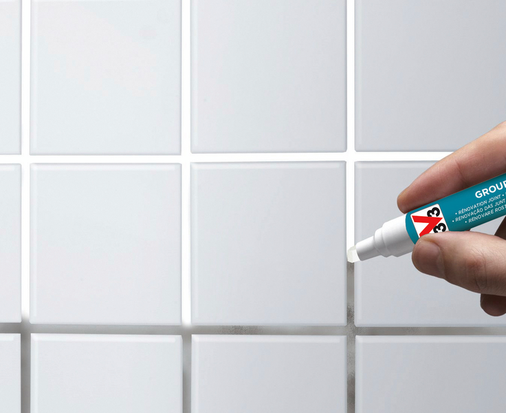 V33 Kaakelisaumakynä 15ml Valkoinen