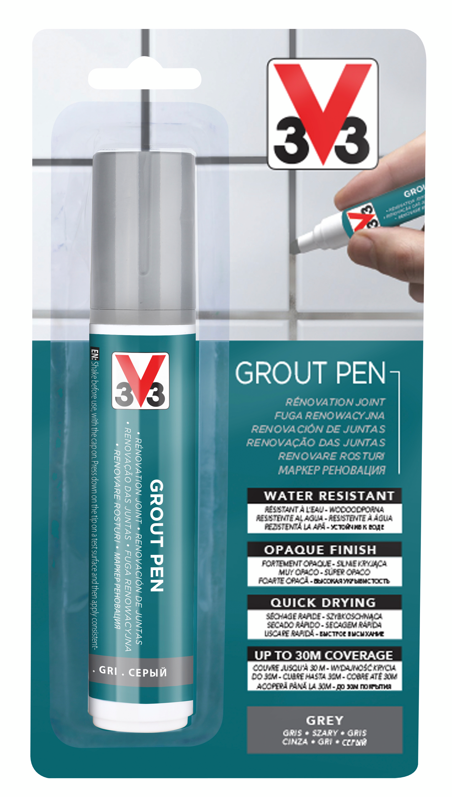 V33 Kaakelisaumakynä 15ml Harmaa