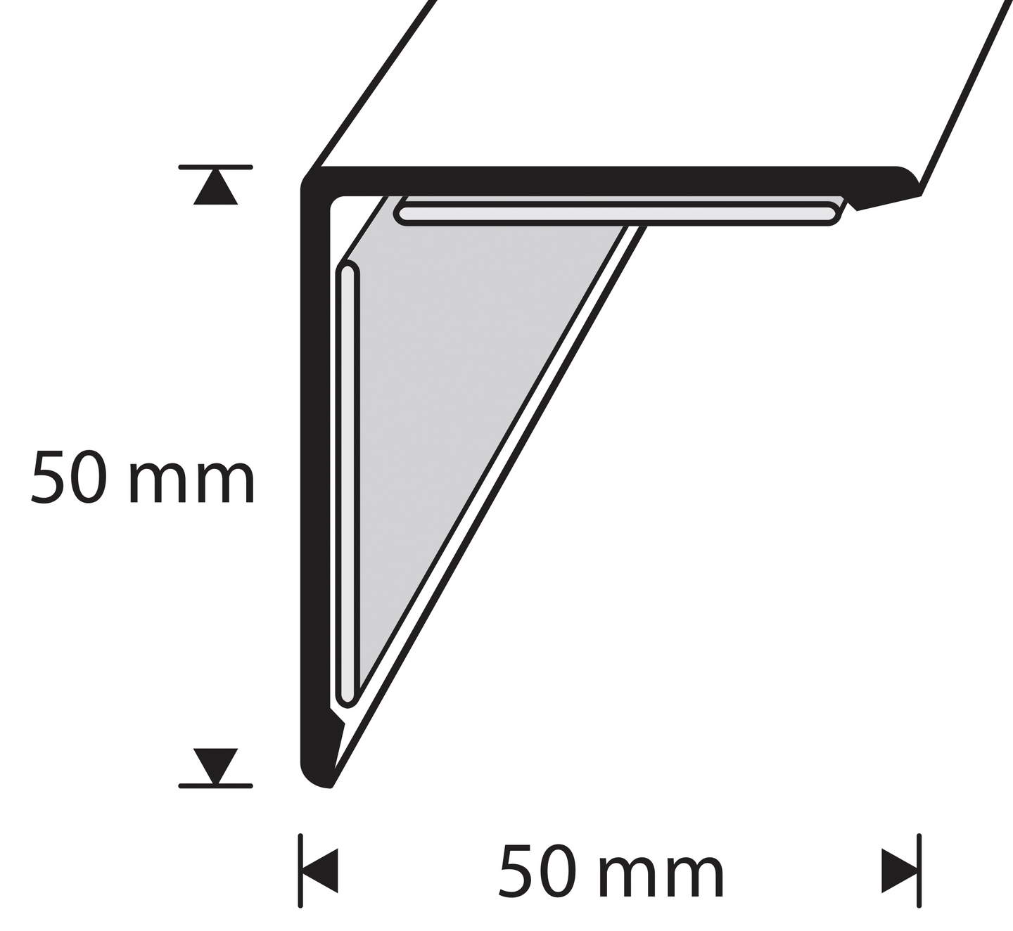 HÖRNSKYDDSLIST D-PROFILE ROSTFRI 50X50MM, 150CM