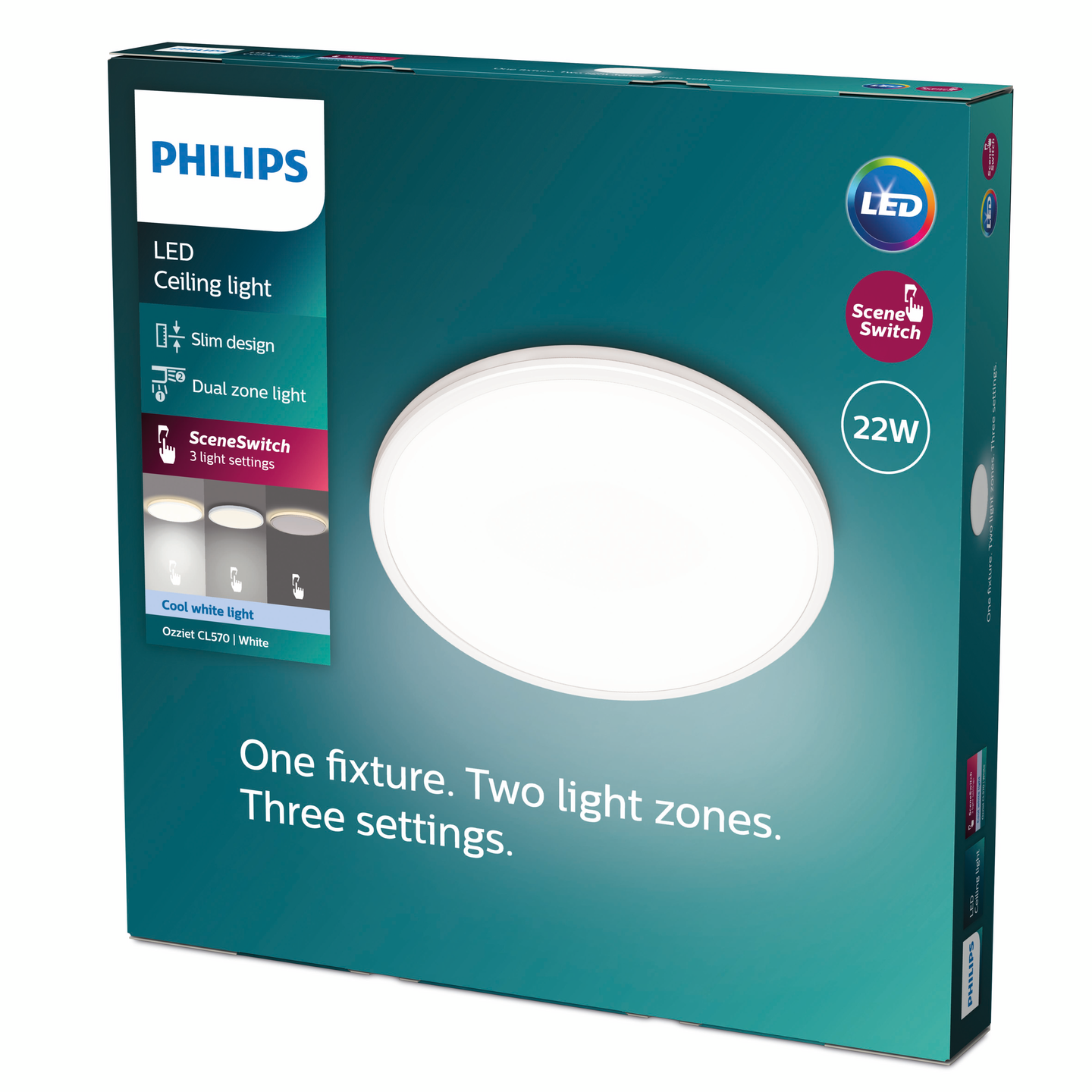 Kattovalaisin Philips Ozziet 40cm 22W 4000K valkoinen