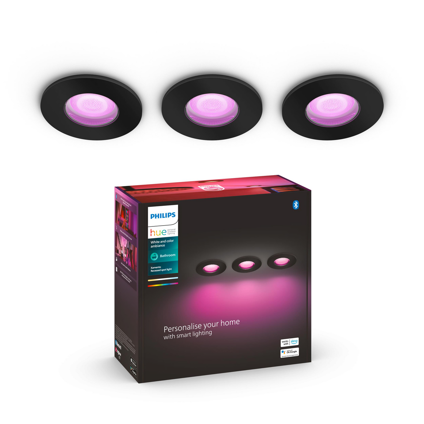 PHILIPS HUE BADRUMSSPOT XAMENT O 3P SVART