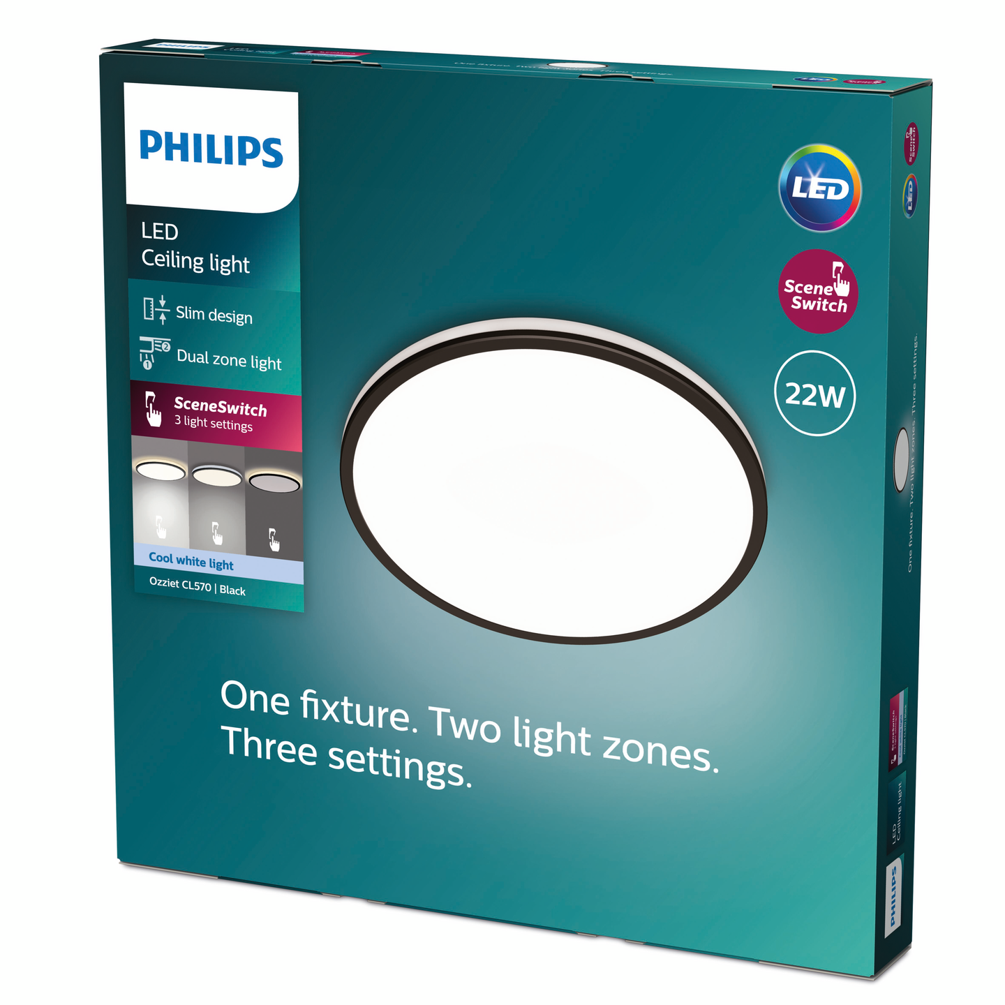 Kattovalaisin Philips Ozziet 40cm 22W 4000K musta