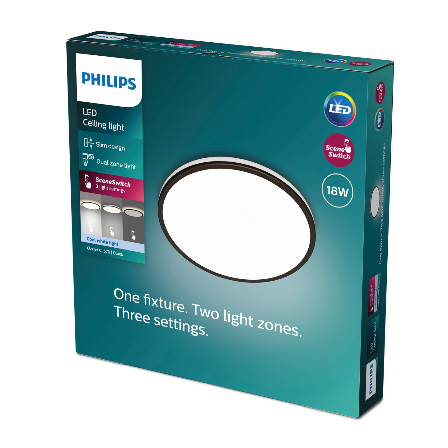 Kattovalaisin Philips Ozziet 30cm 18W 4000K musta