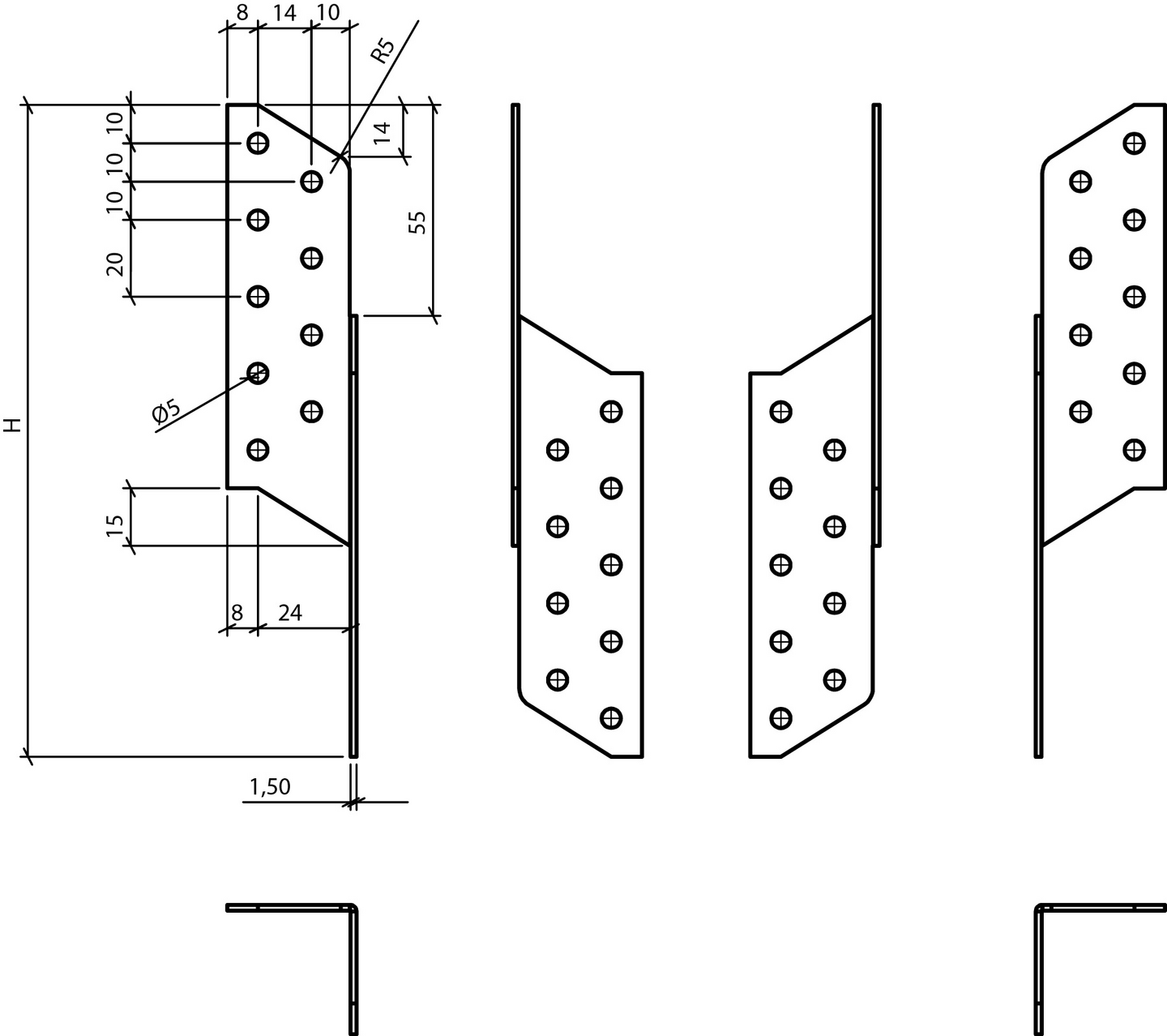 Kannatuslevy Paslode Powerline 170x32x1,5mm vasen